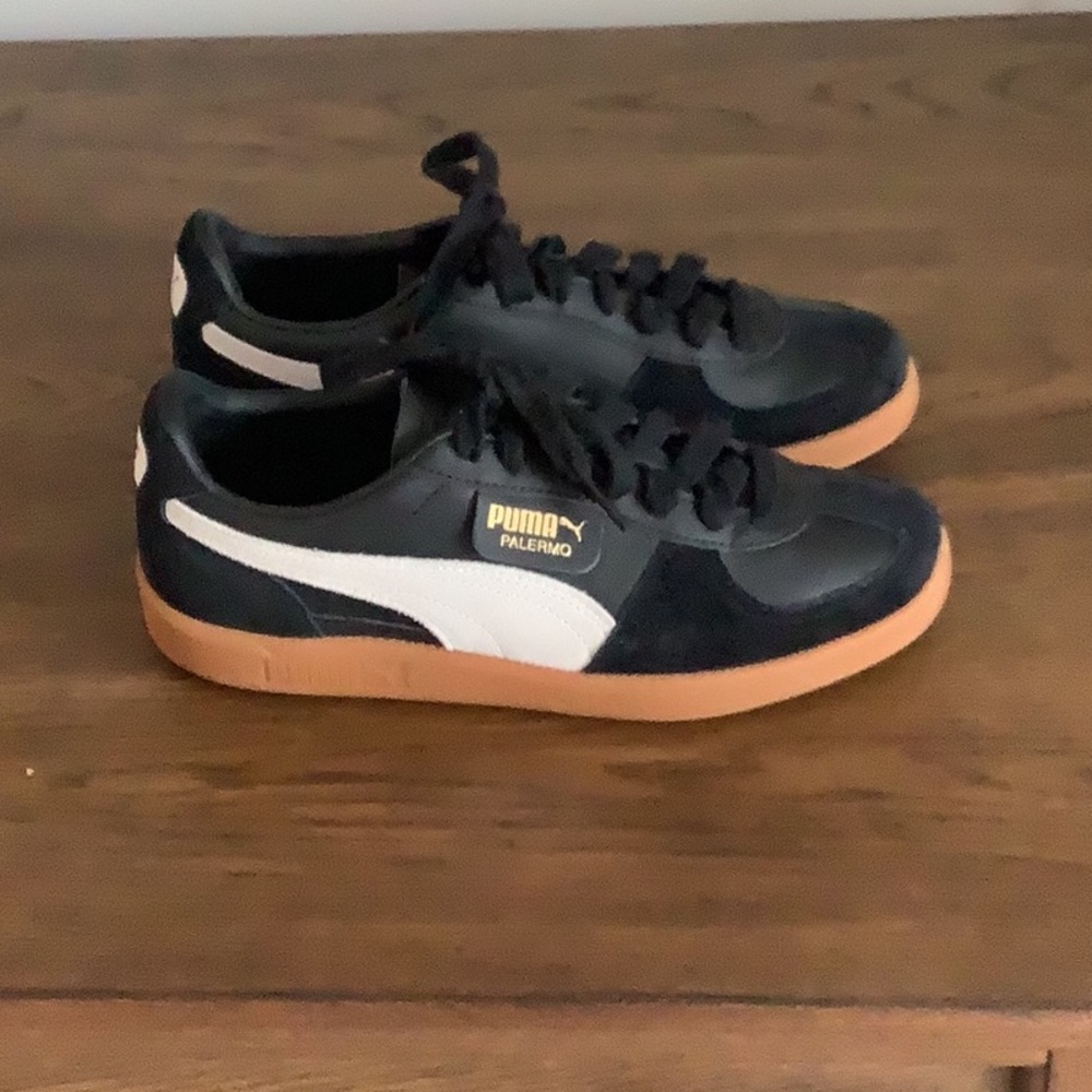 Puma Palermo Black and White Athletic Shoes